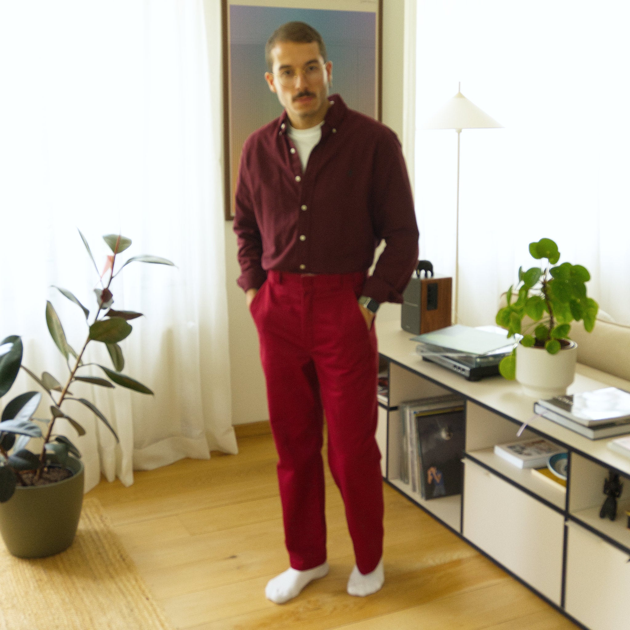 Dickies work trousers, burgundy, W28