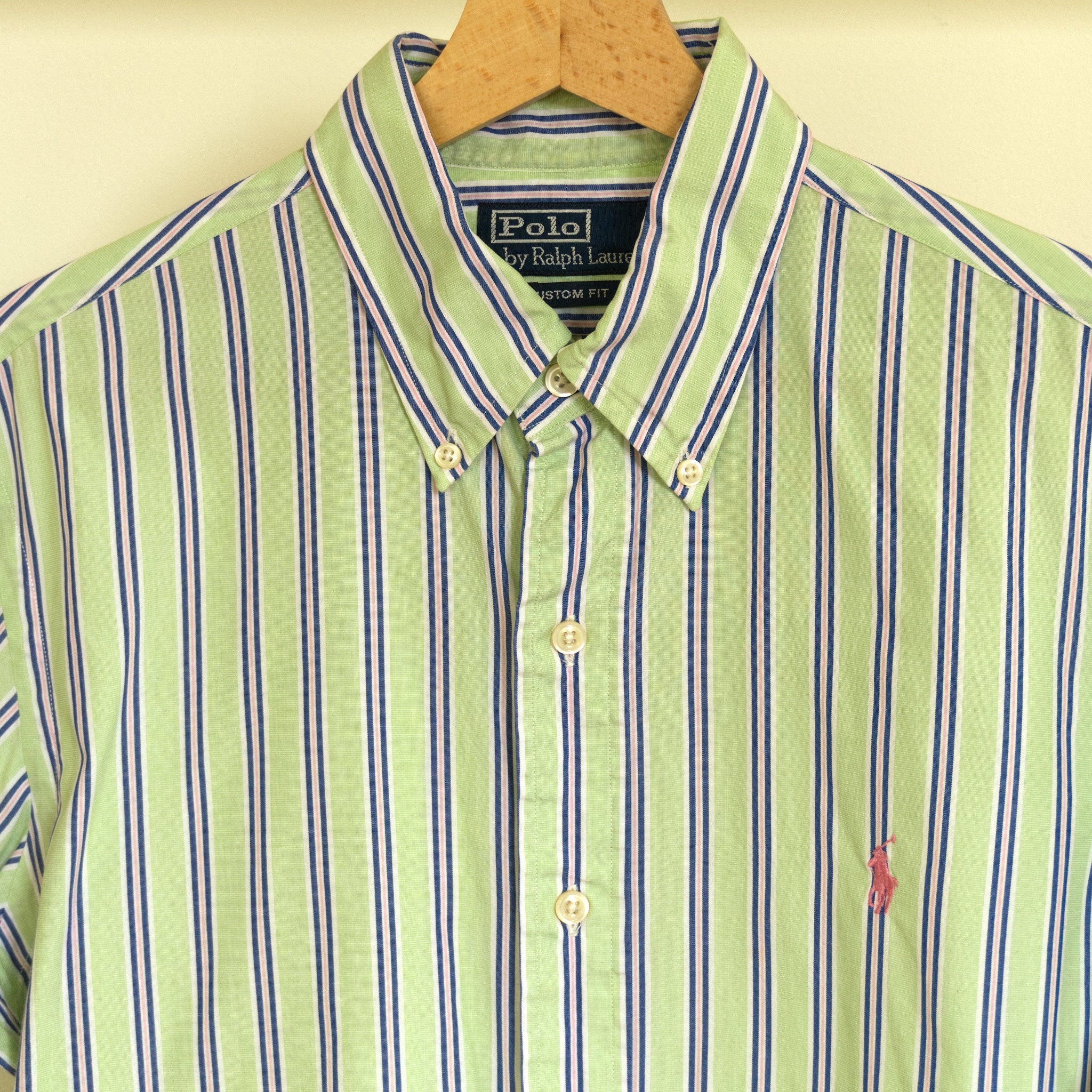 Polo Ralph Lauren, green pastel-stripe shirt