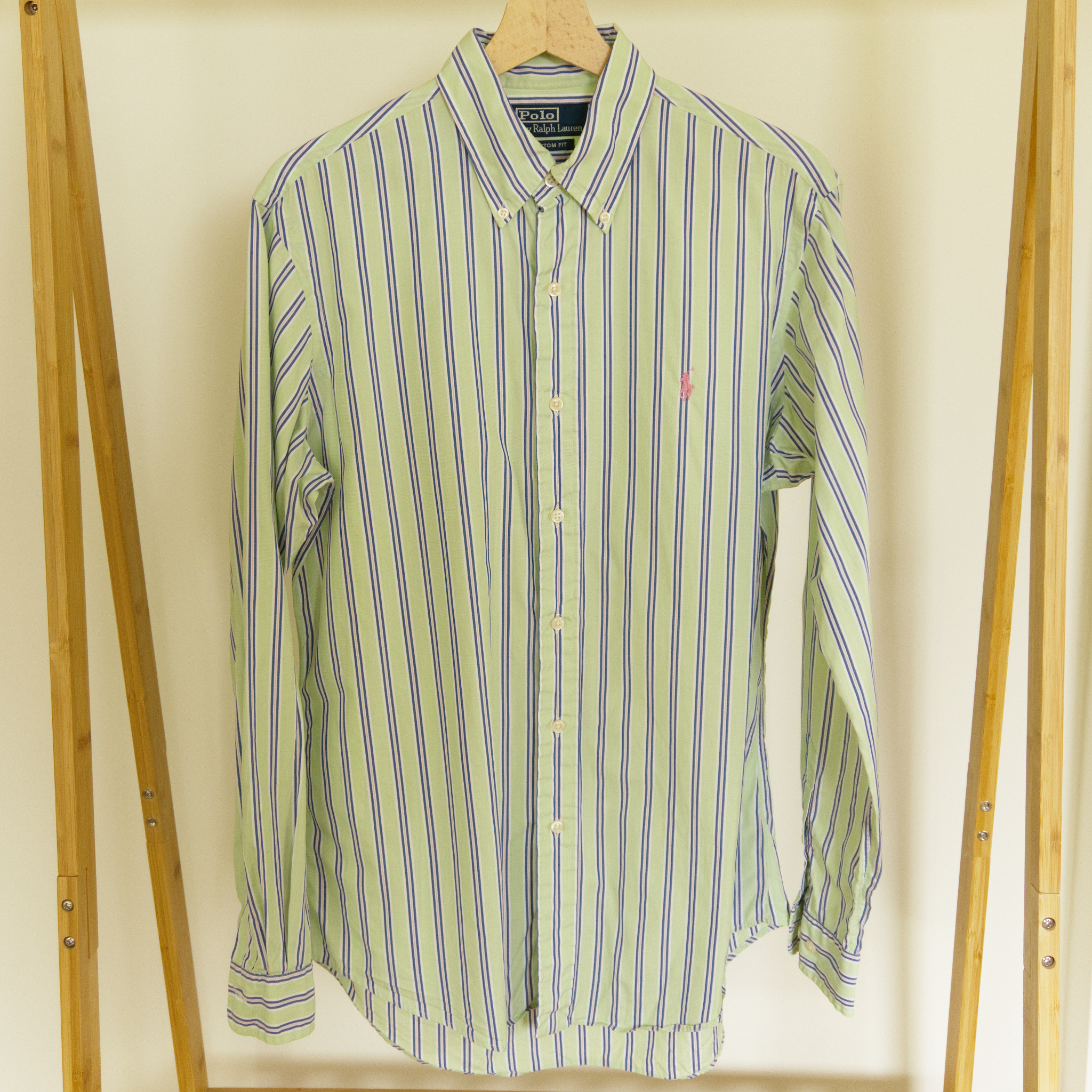 Polo Ralph Lauren, green pastel-stripe shirt