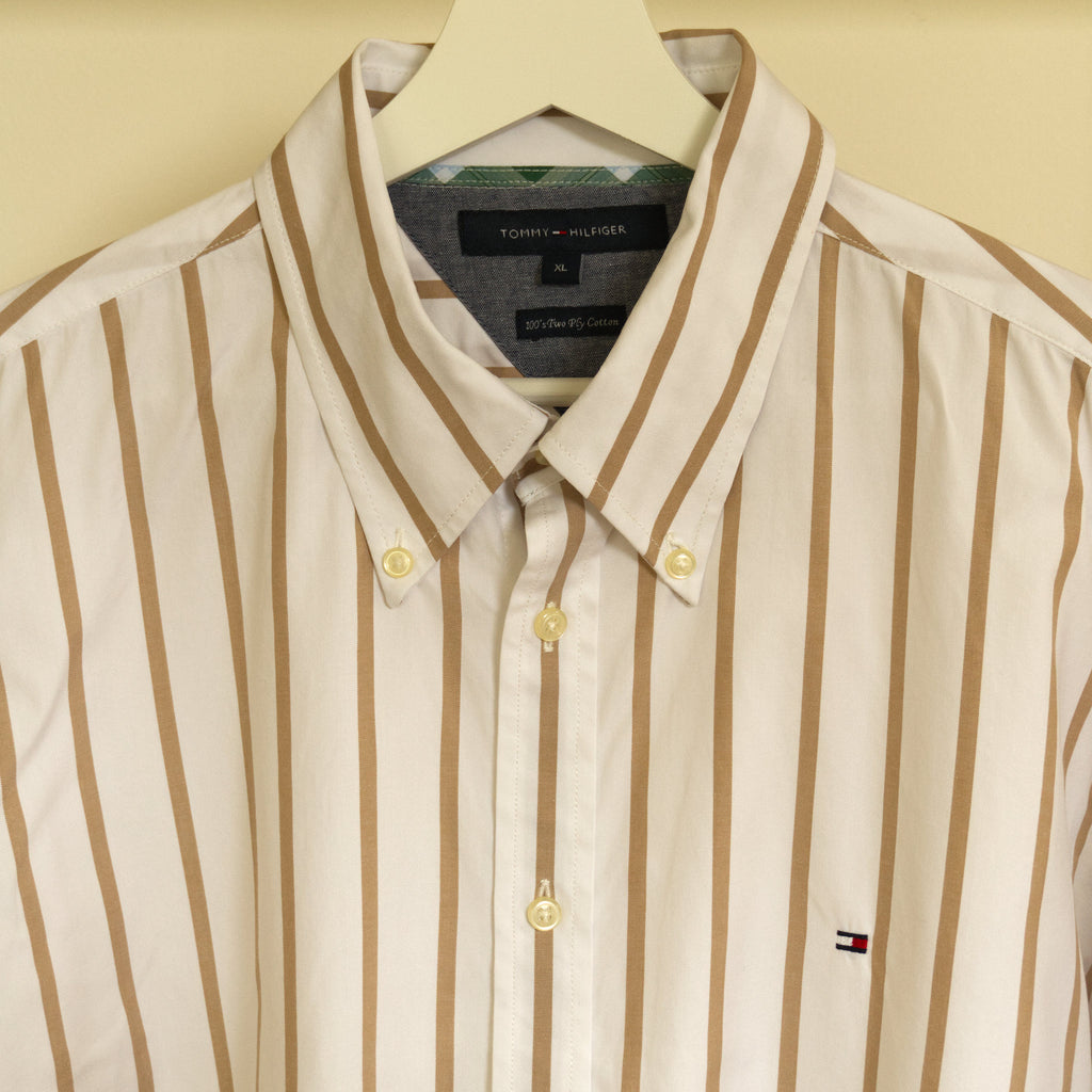 Tommy Hilfiger, tan-striped cotton shirt