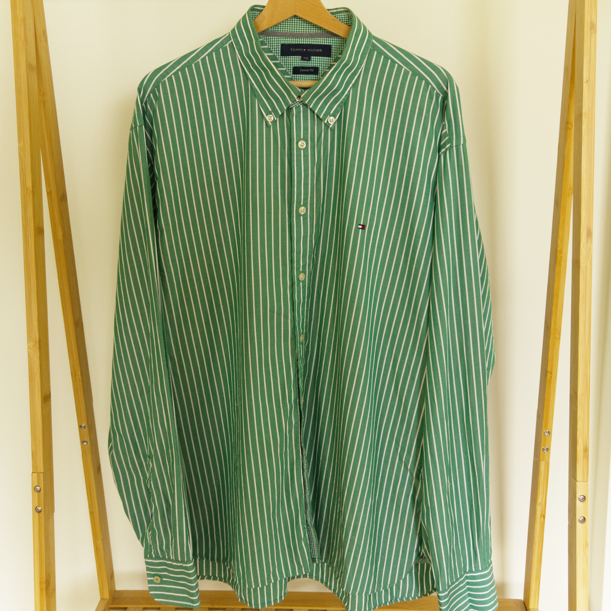 Tommy Hilfiger, green-striped shirt