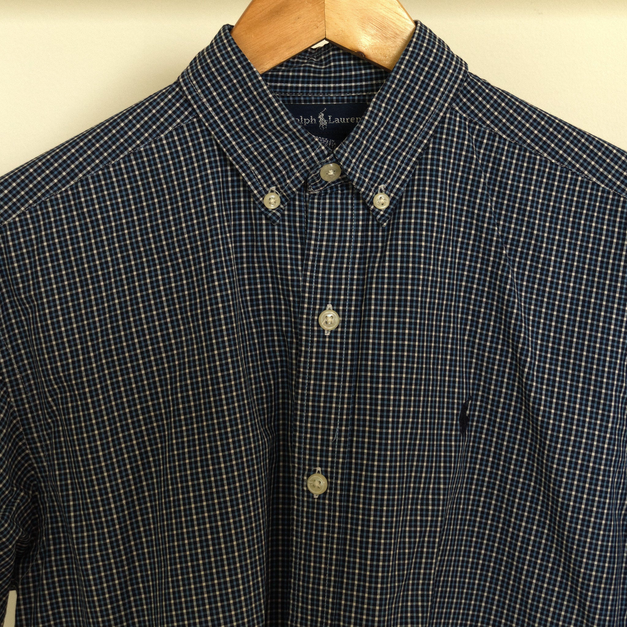 Ralph Lauren, navy mini-check shirt