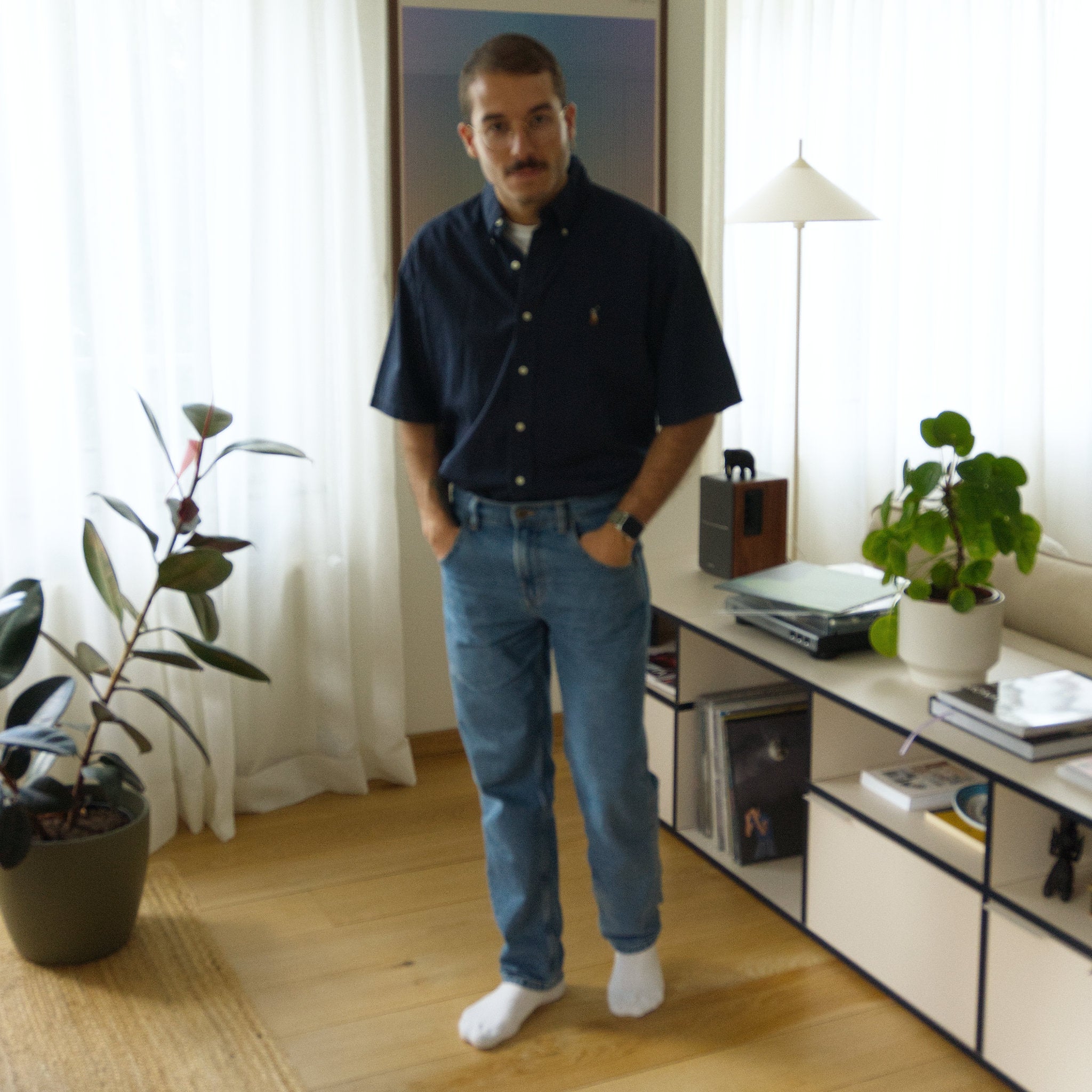 Ralph Lauren, navy short-sleeve shirt