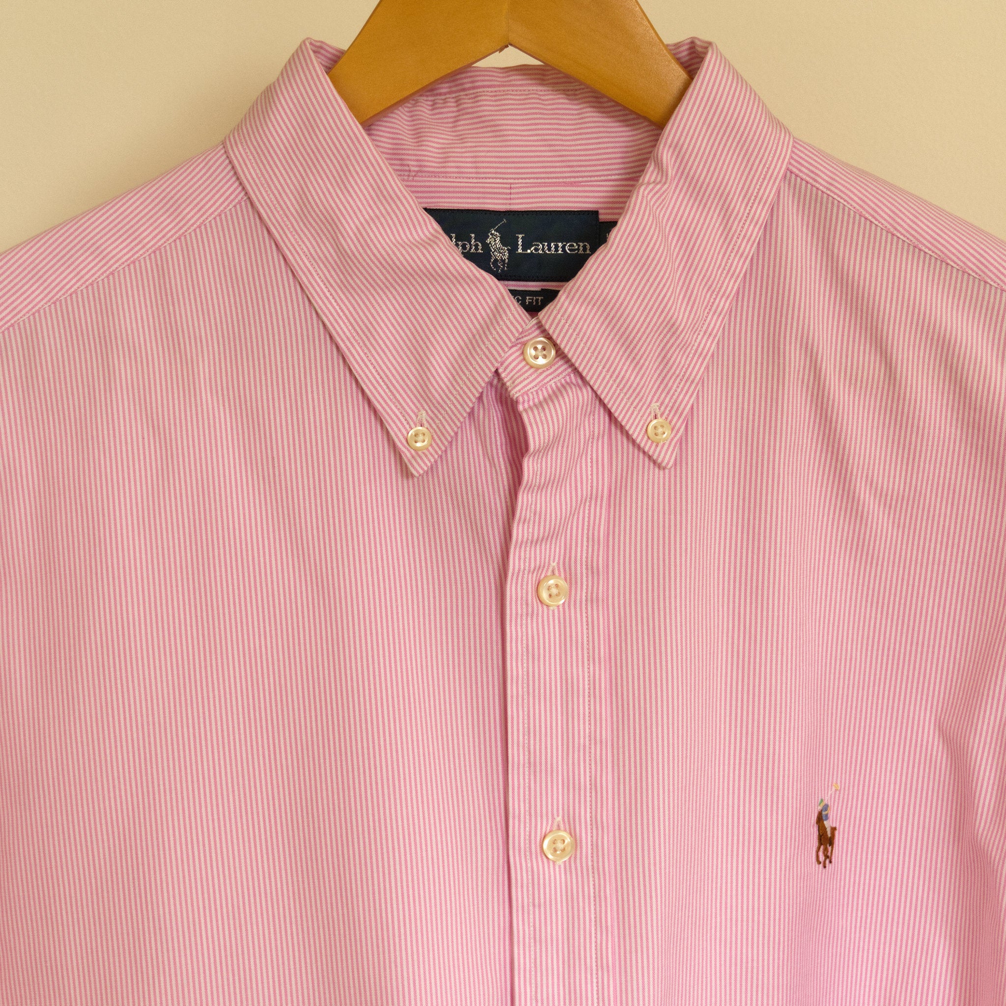 Ralph Lauren, pink university-stripe shirt