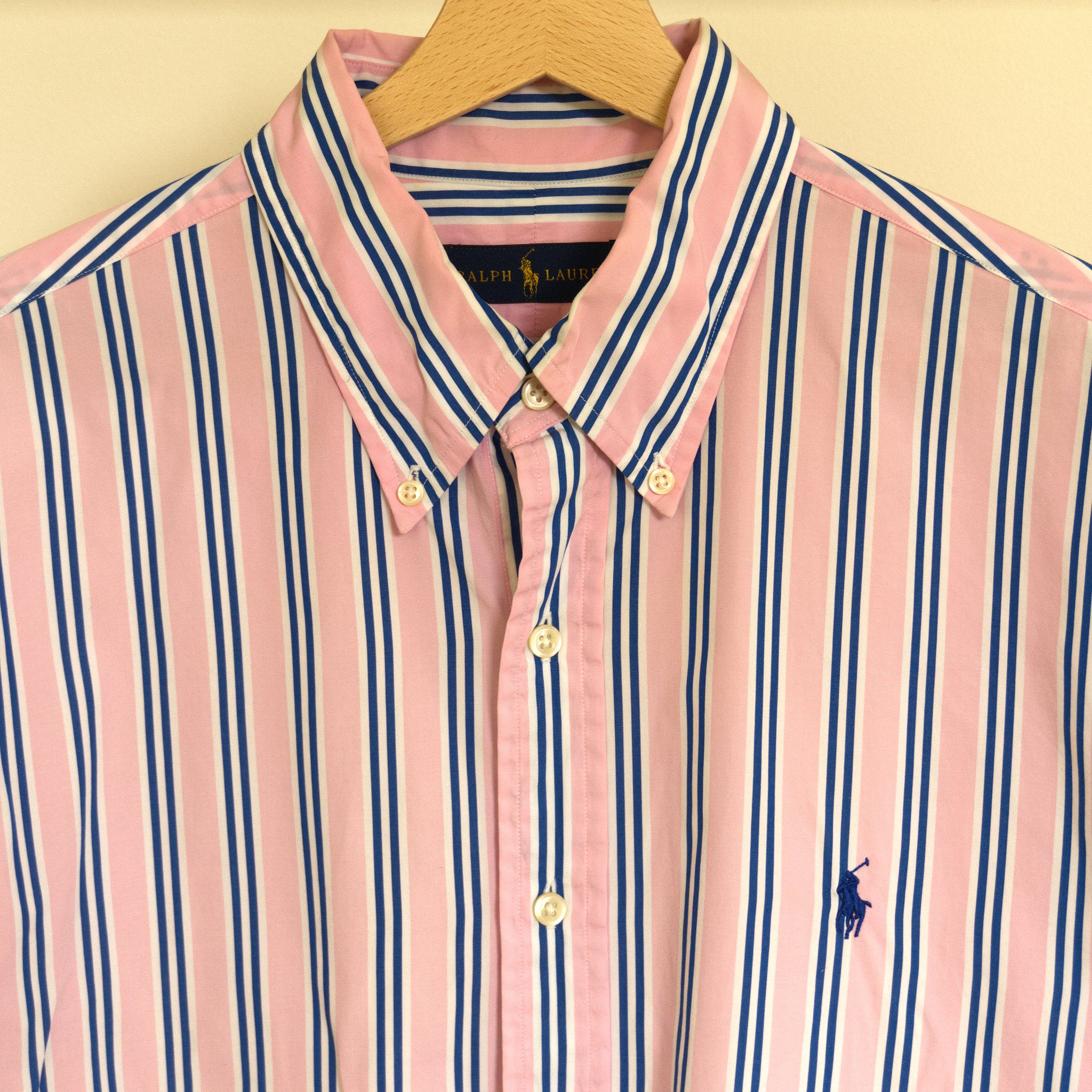 Ralph Lauren, pink and blue striped shirt