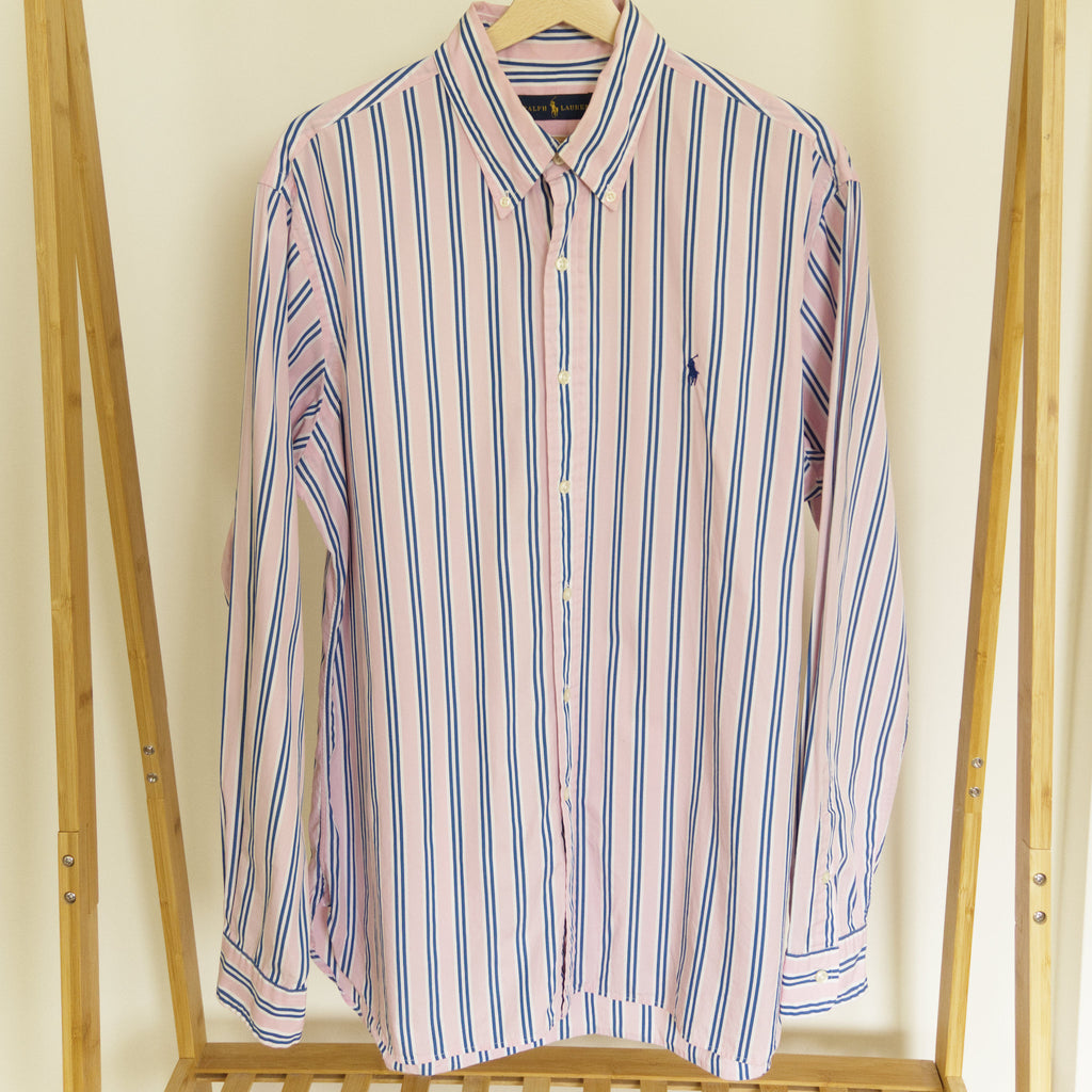Ralph Lauren, pink and blue striped shirt