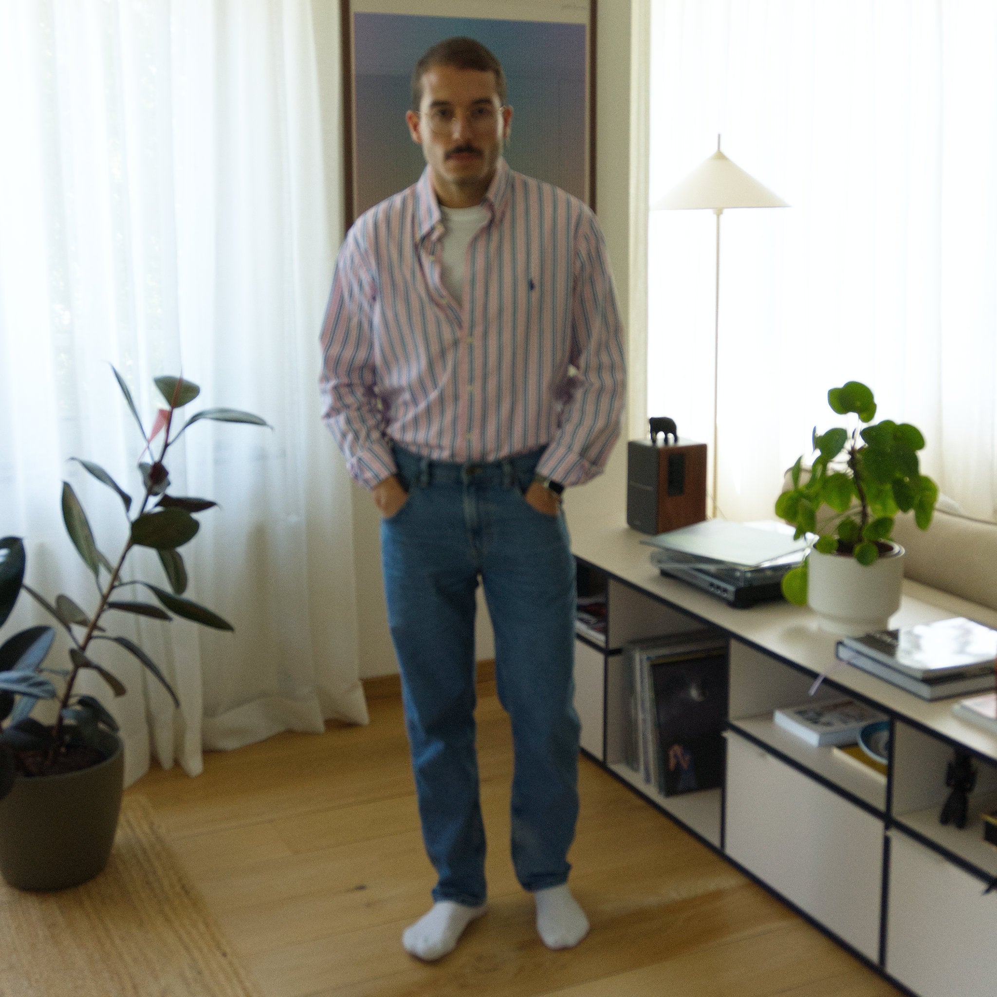 Ralph Lauren, pink and blue striped shirt