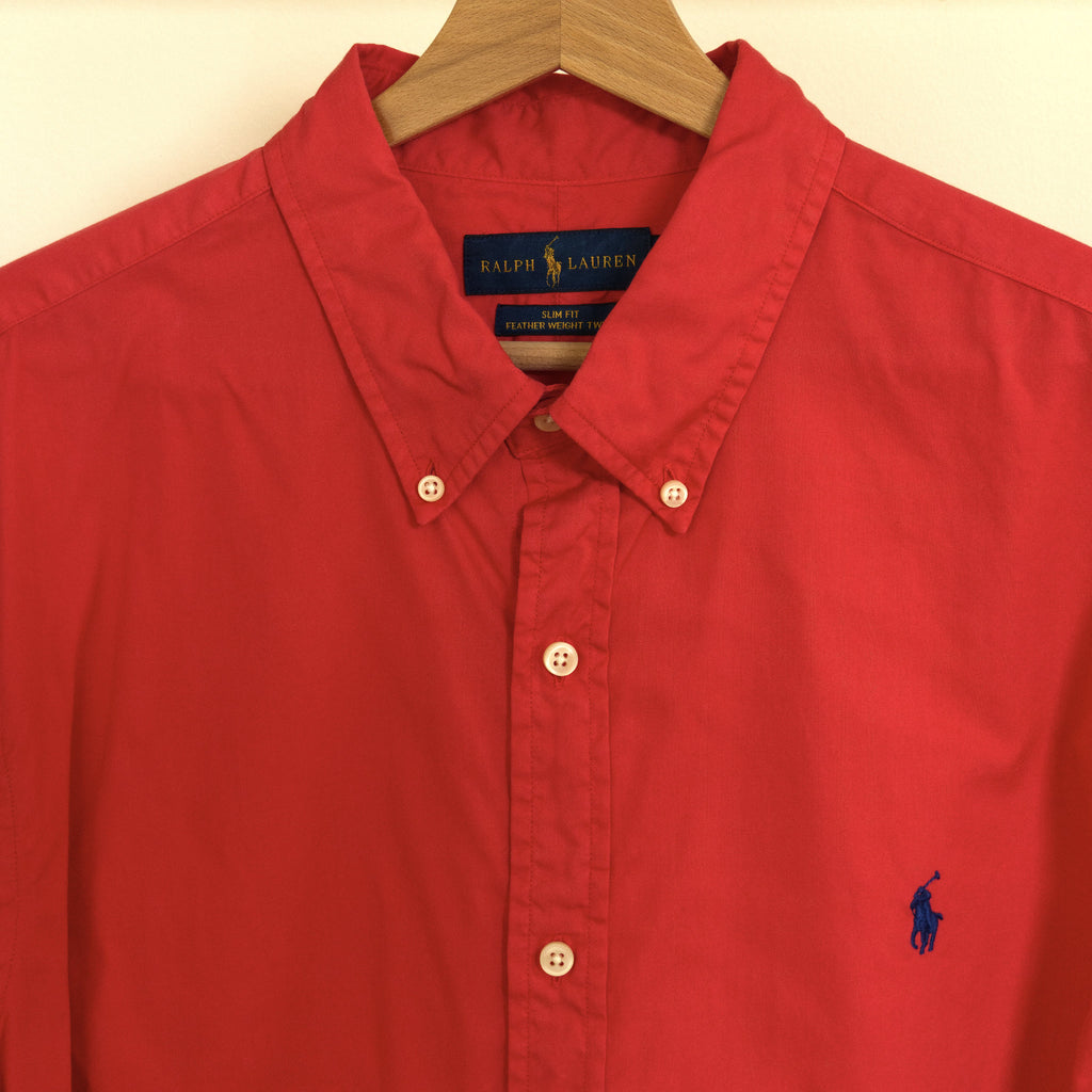 Ralph Lauren, coral button-down shirt