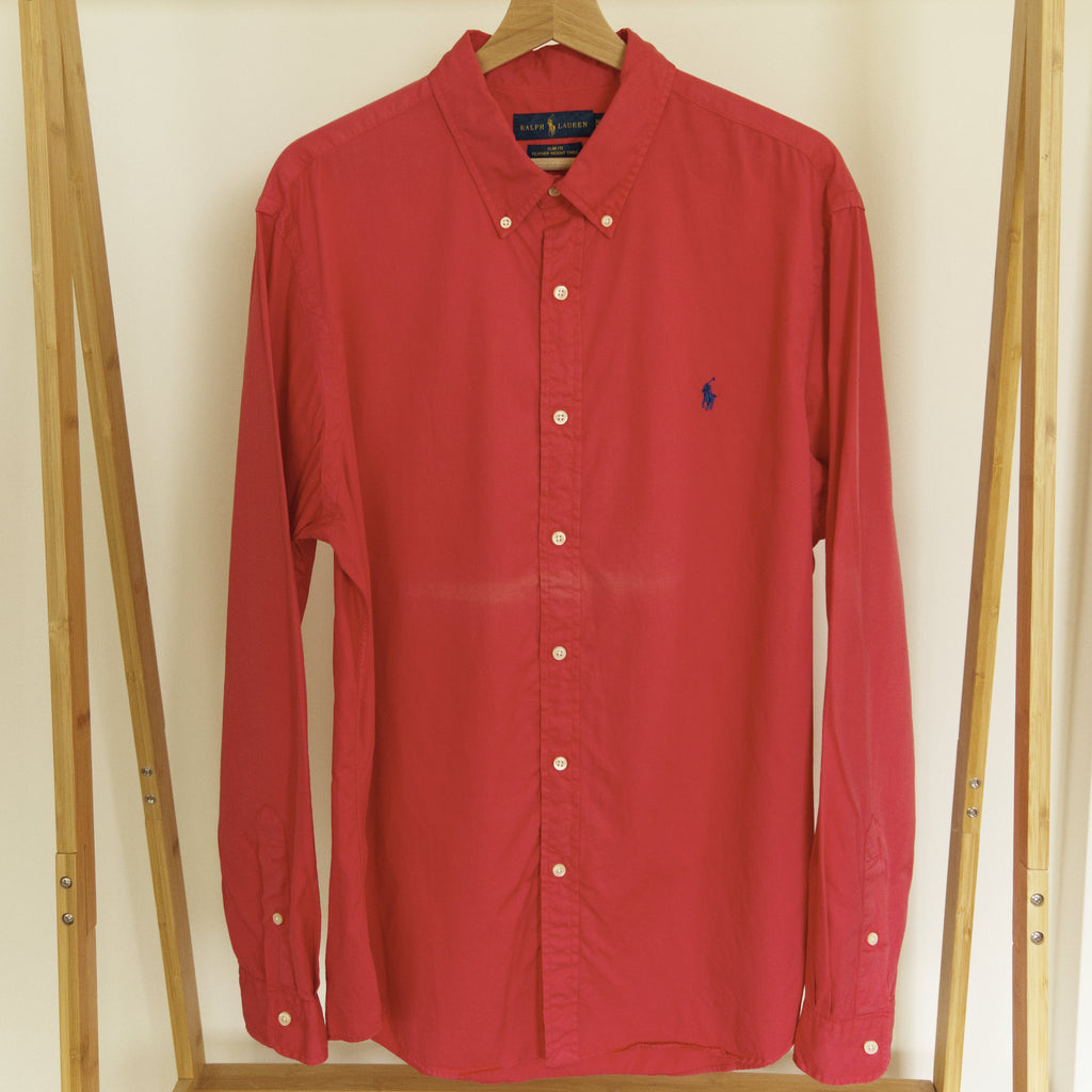 Ralph Lauren, coral button-down shirt