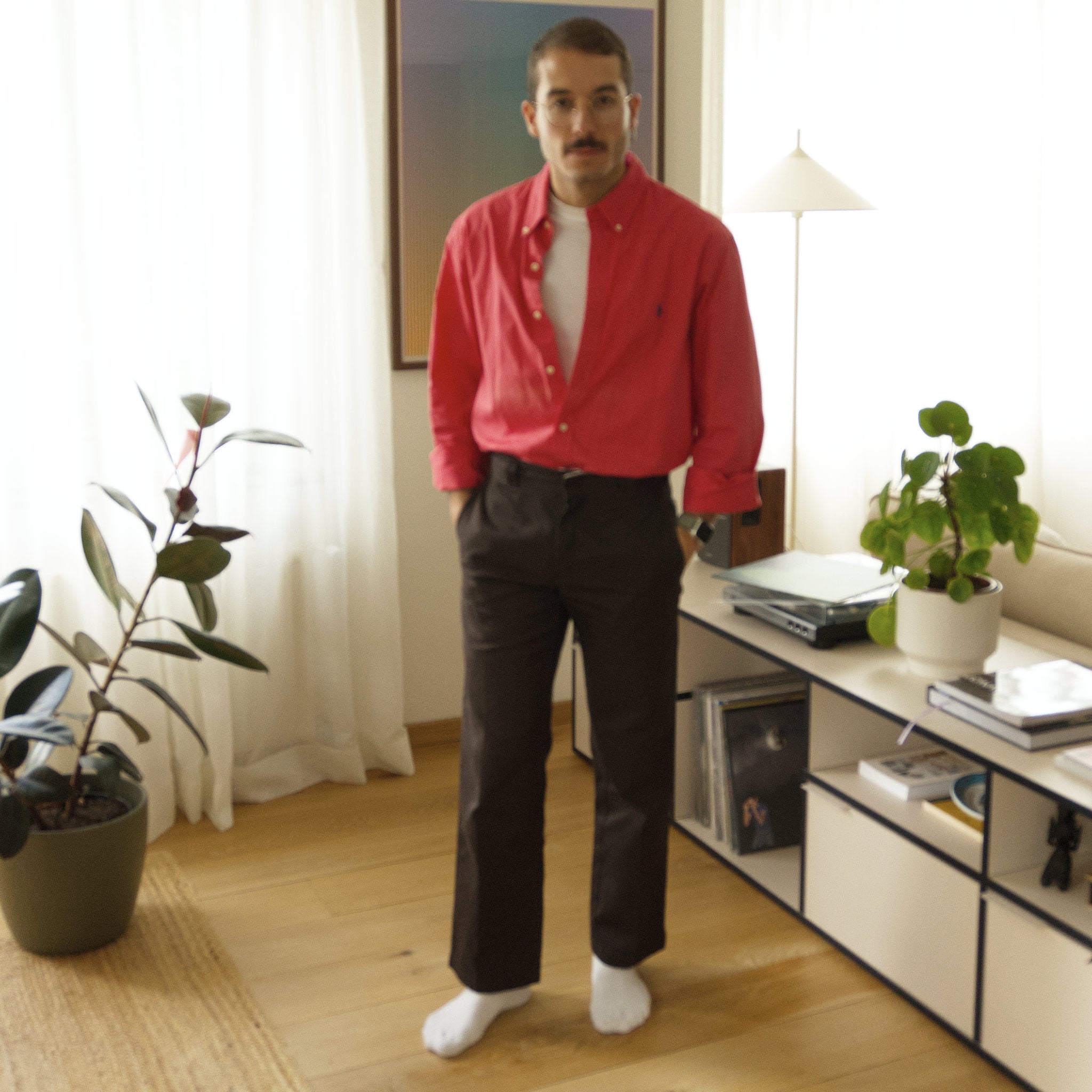 Ralph Lauren, coral button-down shirt