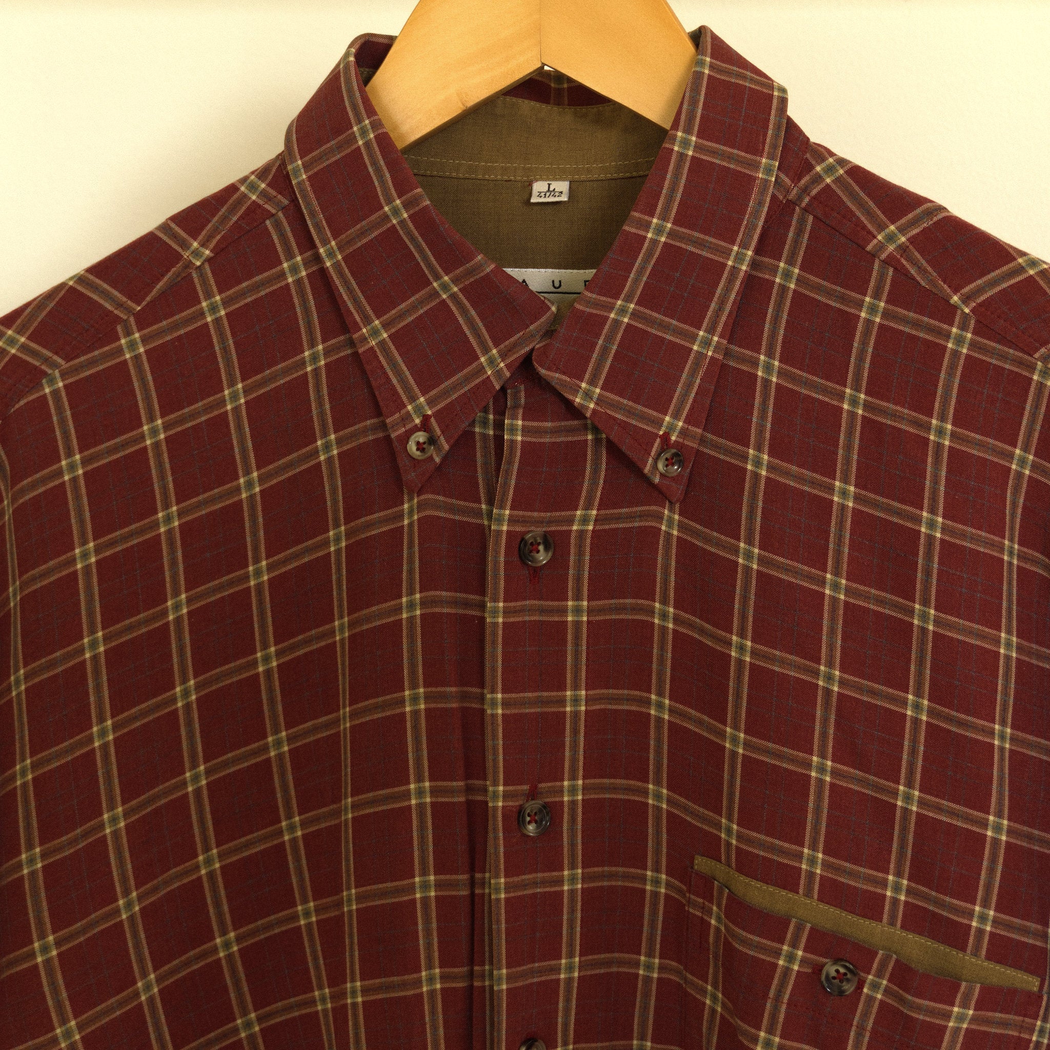 Haupt, checked shirt with contrast trim