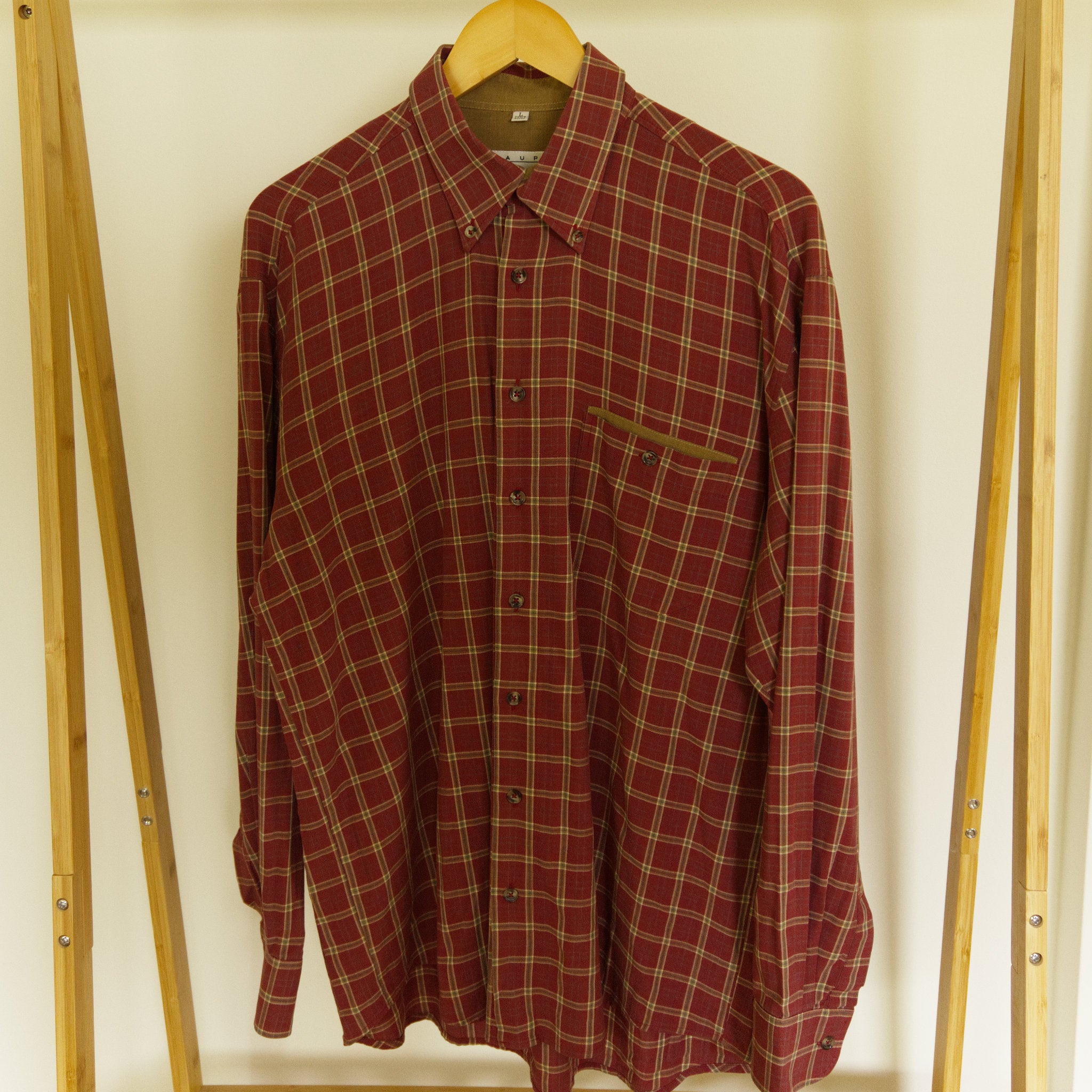 Haupt, checked shirt with contrast trim