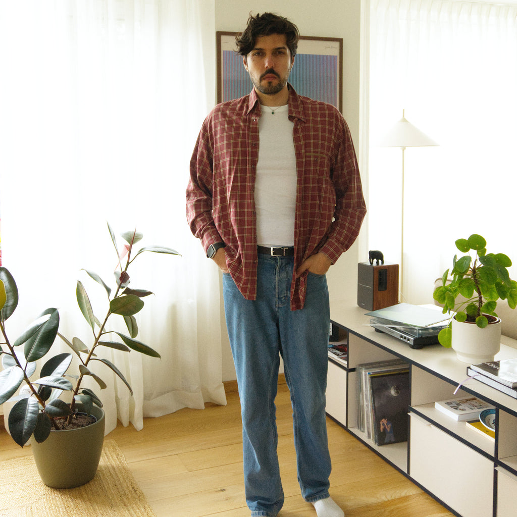 Haupt, checked shirt with contrast trim