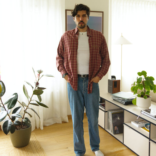 Haupt, checked shirt with contrast trim