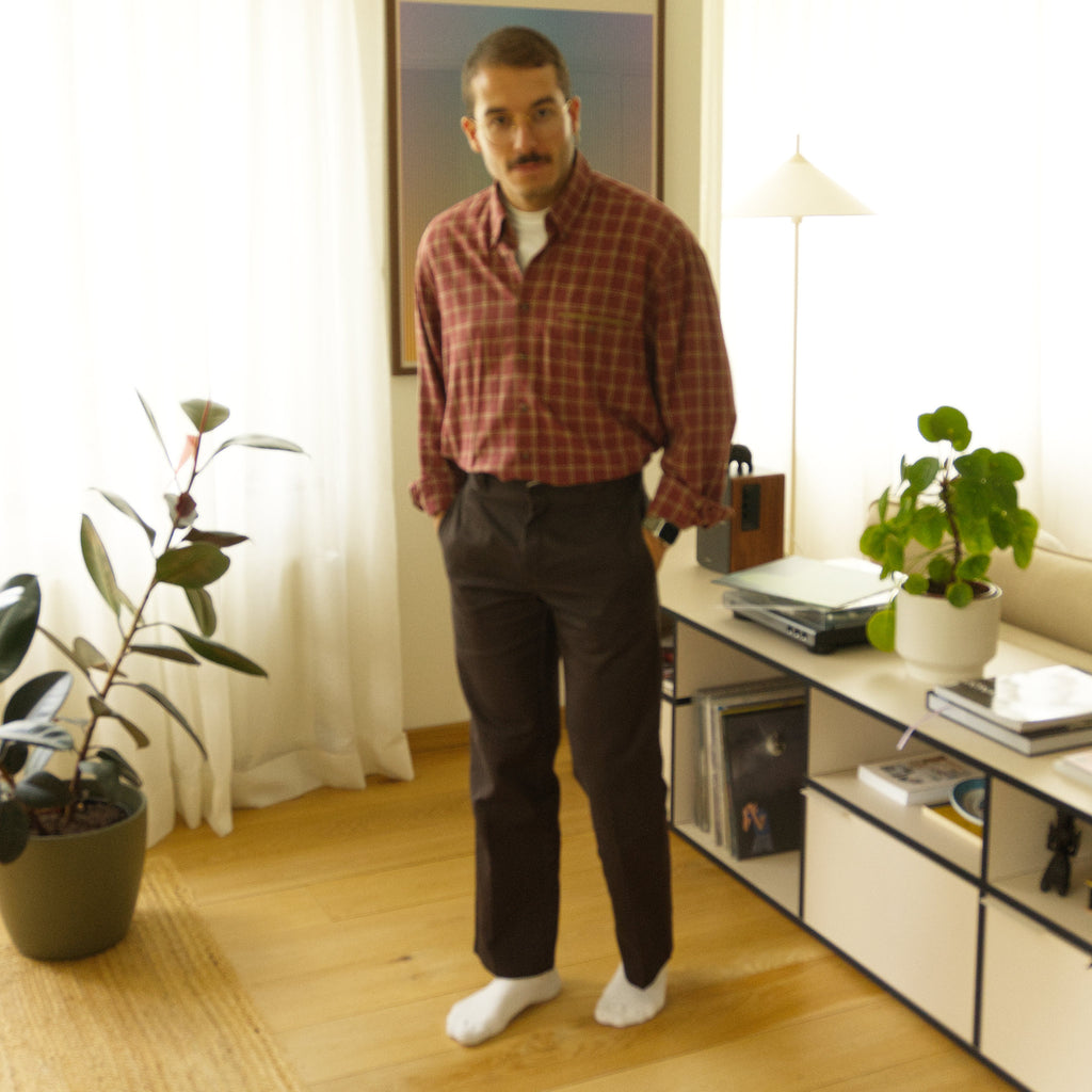 Haupt, checked shirt with contrast trim